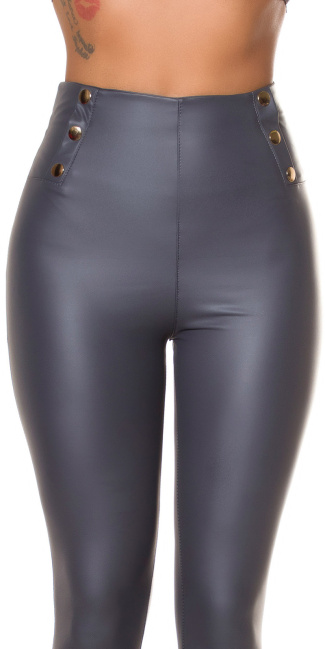faux leather thermal leggings Gray